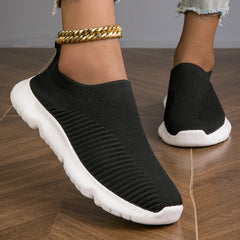 Comfortable Mesh Breathable Woven Shoes Lightweight Slip On Casual Sock Shoes