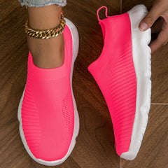 Comfortable Mesh Breathable Woven Shoes Lightweight Slip On Casual Sock Shoes