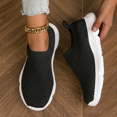 Comfortable Mesh Breathable Woven Shoes Lightweight Slip On Casual Sock Shoes