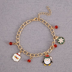Christmas Bracelet Alloy Drop Santa Claus Reindeer Snowman Bell