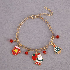 Christmas Bracelet Alloy Drop Santa Claus Reindeer Snowman Bell