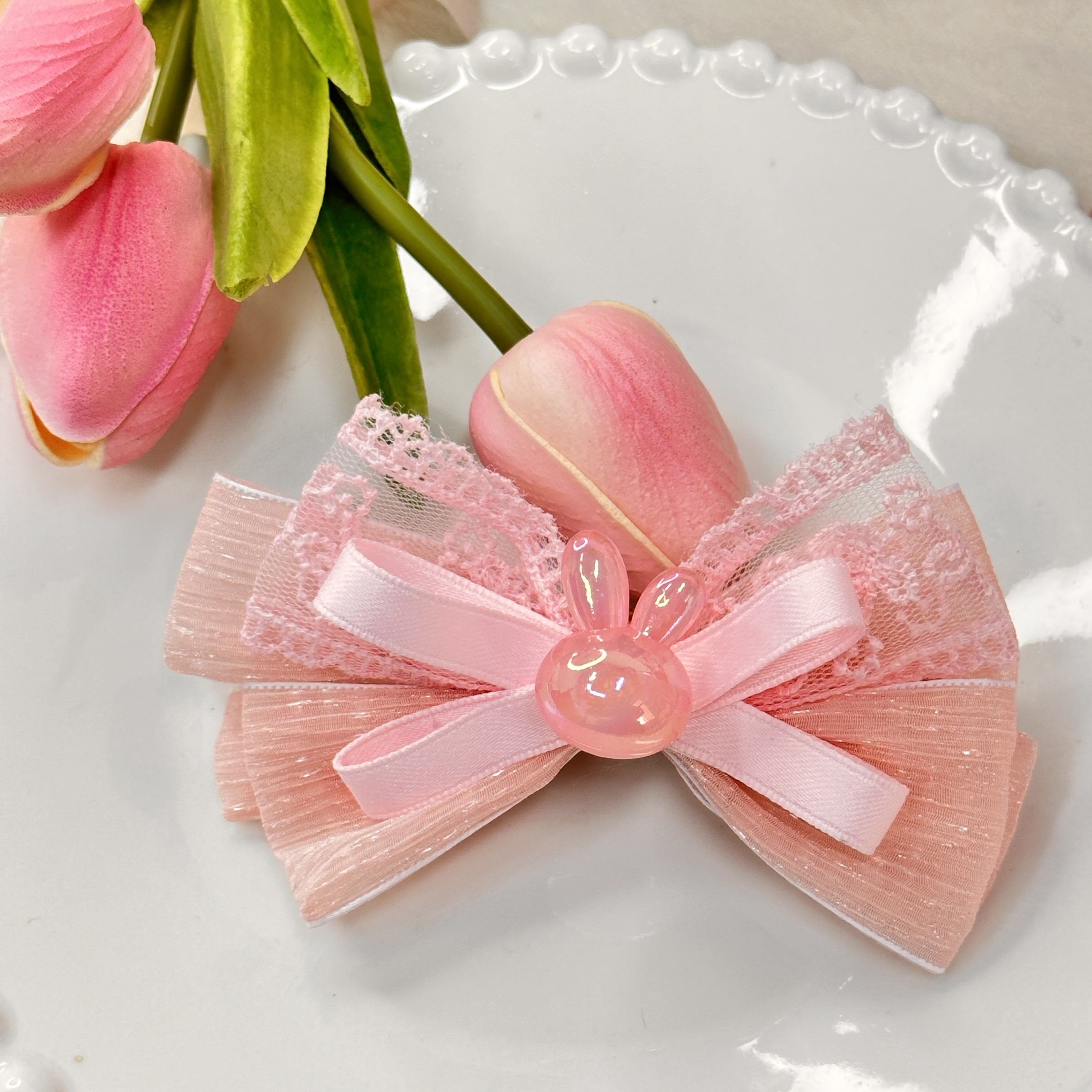 2pcs Kids Ribbon Bows Tassel Hair Clips Girls Colorful Hairpins