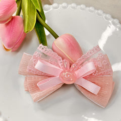 2pcs Kids Ribbon Bows Tassel Hair Clips Girls Colorful Hairpins