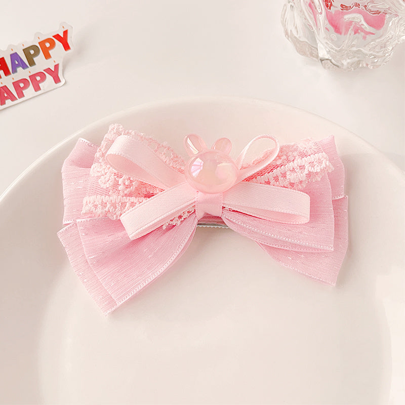 2pcs Ribbon Bows Tassel Hair Clips Colorful Hairpins Girls Sweet Accessories