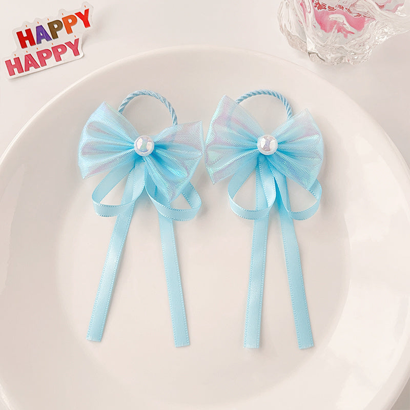 2pcs Ribbon Bows Tassel Hair Clips Colorful Hairpins Girls Sweet Accessories
