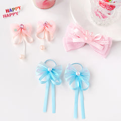 2pcs Ribbon Bows Tassel Hair Clips Colorful Hairpins Girls Sweet Accessories