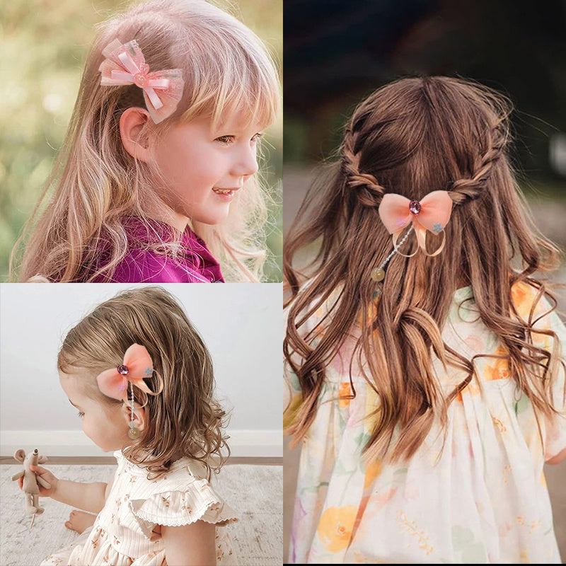 2pcs Ribbon Bows Tassel Hair Clips Colorful Hairpins Girls Sweet Accessories