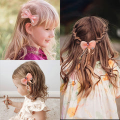 2pcs Ribbon Bows Tassel Hair Clips Colorful Hairpins Girls Sweet Accessories