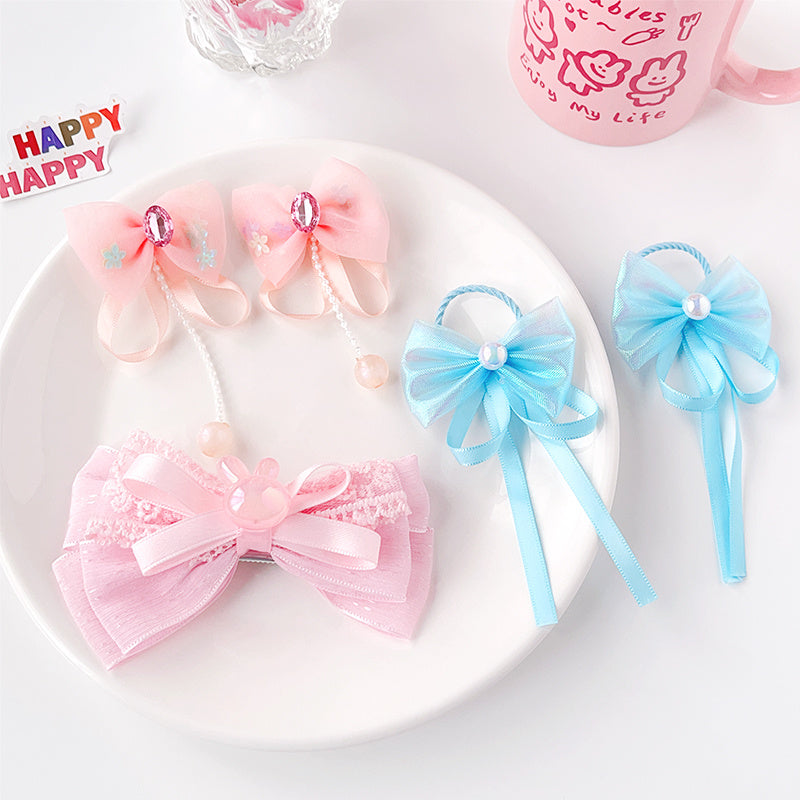 2pcs Ribbon Bows Tassel Hair Clips Colorful Hairpins Girls Sweet Accessories