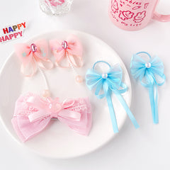 2pcs Ribbon Bows Tassel Hair Clips Colorful Hairpins Girls Sweet Accessories