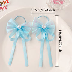 2pcs Ribbon Bows Tassel Hair Clips Colorful Hairpins Girls Sweet Accessories