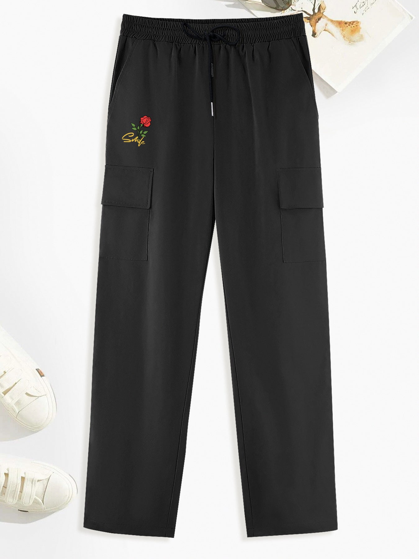 Men's Printed Cargo Pants Street Style Pocket Stretch Casual Pants
