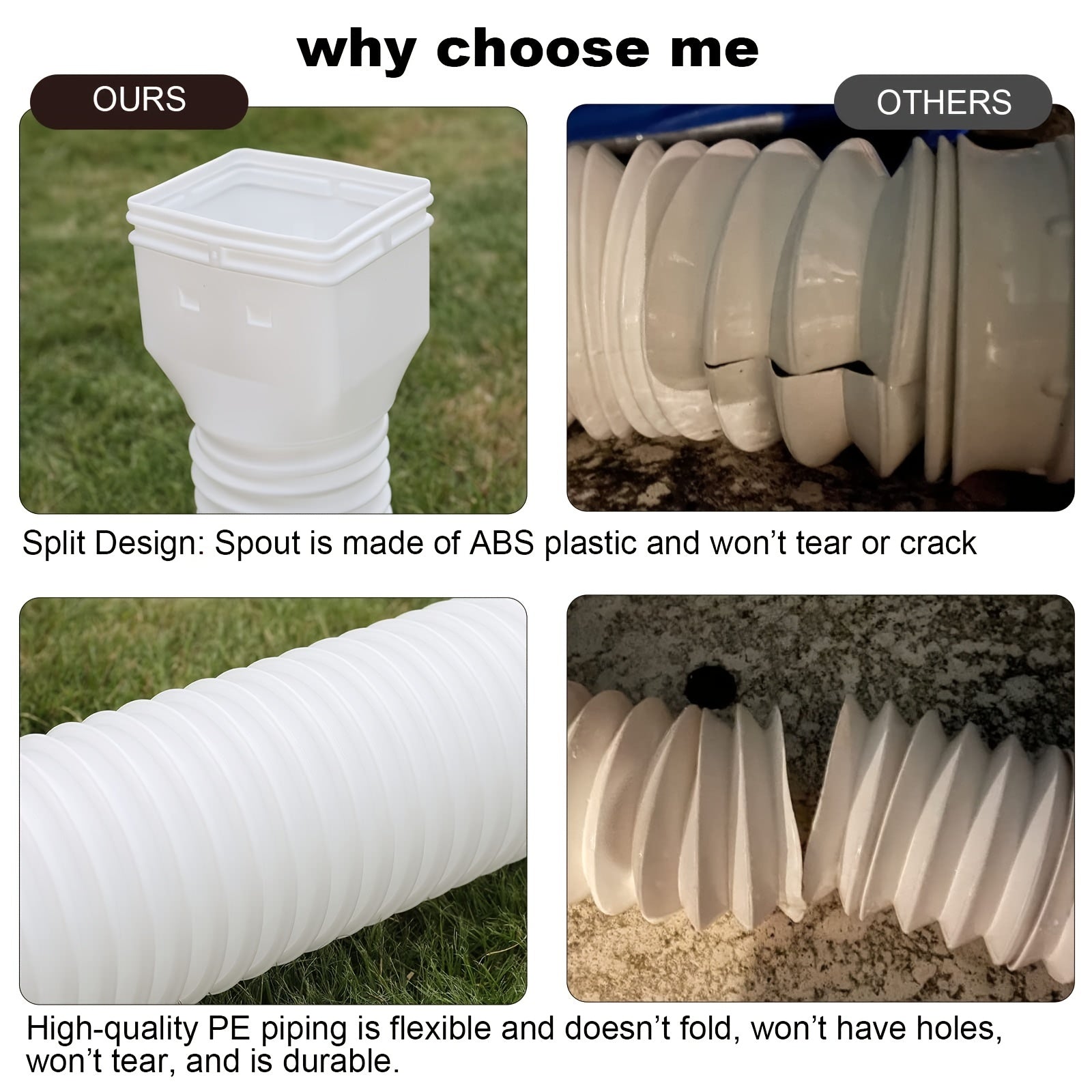 Extend Your Downspout Drainage 152.4 cm Flexible Downspout Extension