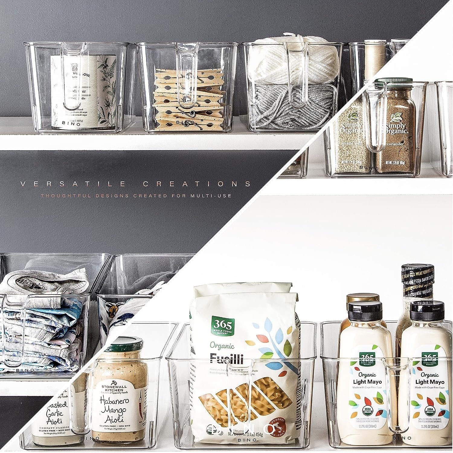 1pc Clear Storage Organizer with Handles for Beverage, Fruit, and Vegetable Box