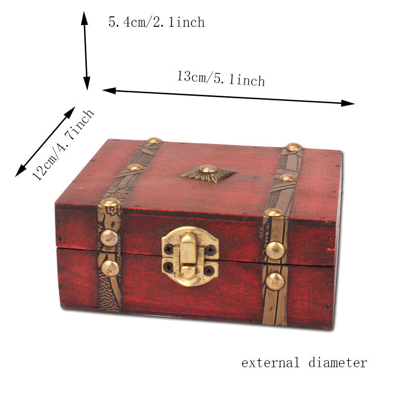 Vintage Wooden Jewelry Storage Box with Lock for Necklaces Earrings Bracelets