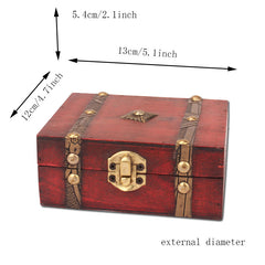 Vintage Wooden Jewelry Storage Box with Lock for Necklaces Earrings Bracelets