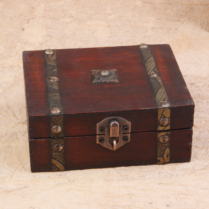 Vintage Wooden Jewelry Storage Box with Lock for Necklaces Earrings Bracelets