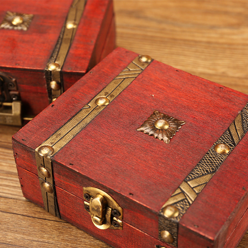Vintage Wooden Jewelry Storage Box with Lock for Necklaces Earrings Bracelets
