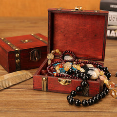 Vintage Wooden Jewelry Storage Box with Lock for Necklaces Earrings Bracelets