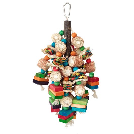 Large Parrot Gnawing Toy Bird Durable Tear Decompression Bite Skewers Wood Block