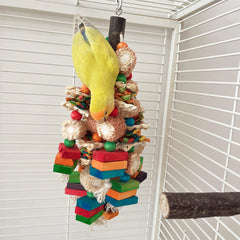 Large Parrot Gnawing Toy Bird Durable Tear Decompression Bite Skewers Wood Block