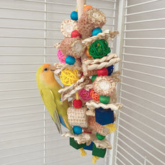 Large Parrot Gnawing Toy Bird Durable Tear Decompression Bite Skewers Wood Block