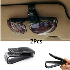 2pcs Car Sun Visor Glasses & Sunglasses Holder for Receipts & Cards