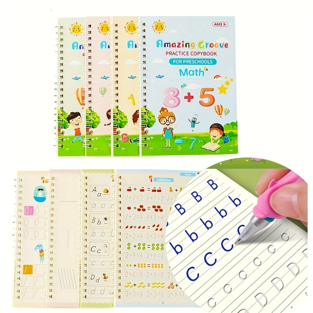 4pcs Reusable Magic Practice Copy Book