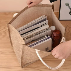 Yellow Hemp Handheld Jute Bag High Linen Shopping Bag