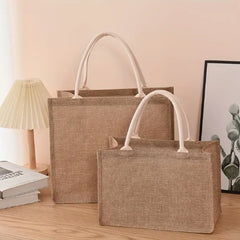 Yellow Hemp Handheld Jute Bag High Linen Shopping Bag