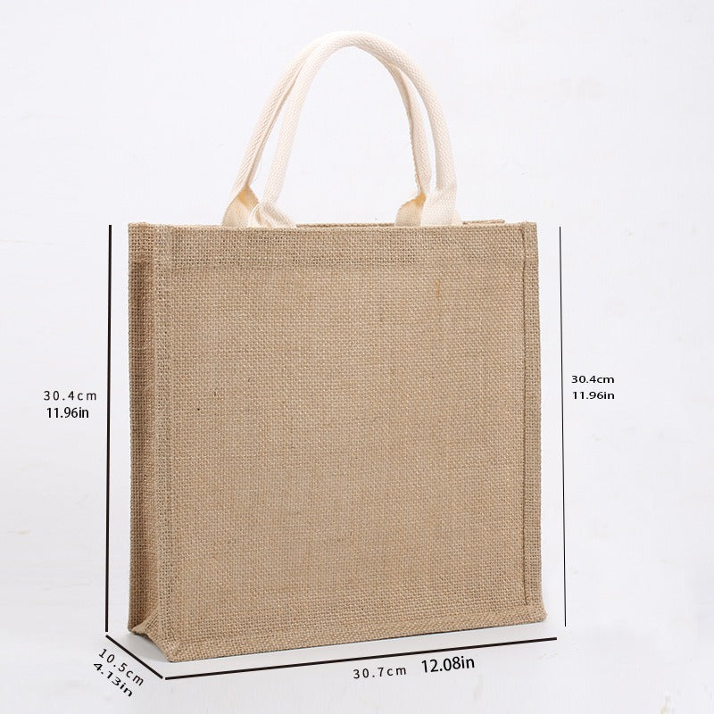 Yellow Hemp Handheld Jute Bag High Linen Shopping Bag