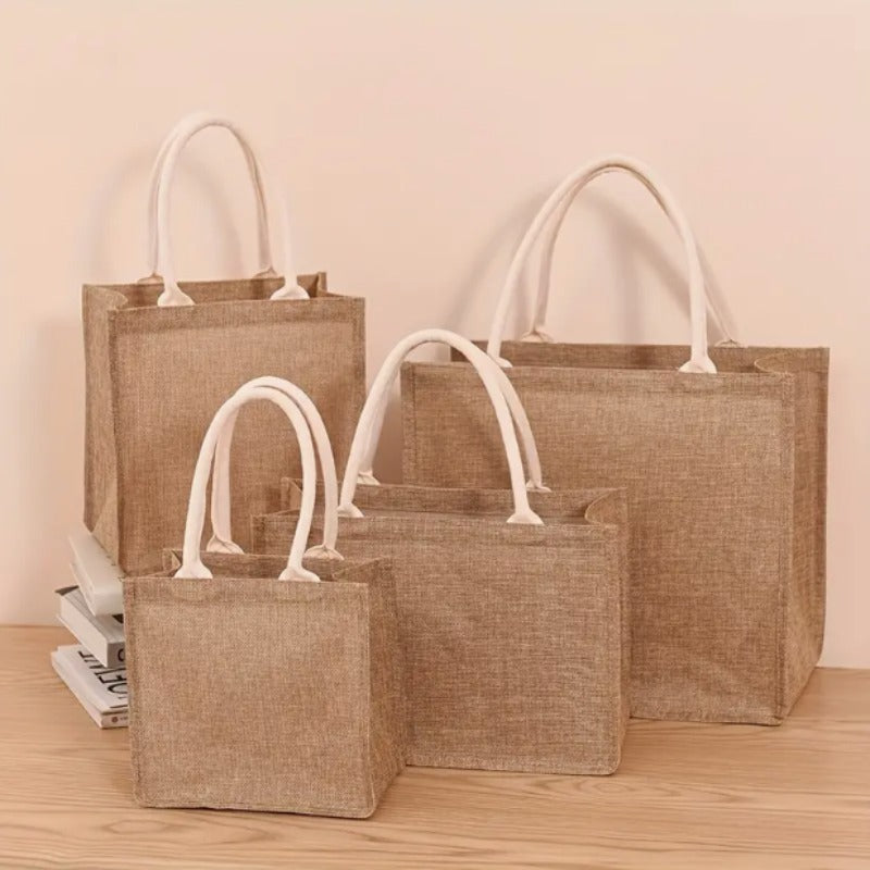 Yellow Hemp Handheld Jute Bag High Linen Shopping Bag