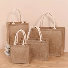Yellow Hemp Handheld Jute Bag High Linen Shopping Bag
