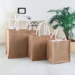 Yellow Hemp Handheld Jute Bag High Linen Shopping Bag