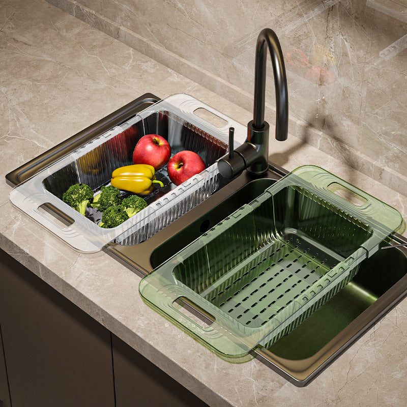Transparent Retractable Drain Basket for Dish Fruit Vegetable Washing