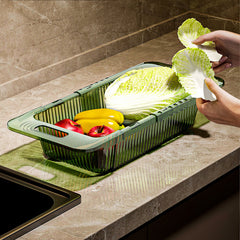 Transparent Retractable Drain Basket for Dish Fruit Vegetable Washing