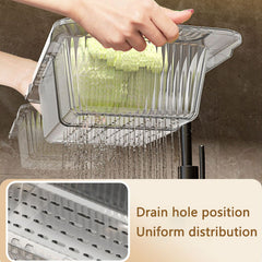 Transparent Retractable Drain Basket for Dish Fruit Vegetable Washing