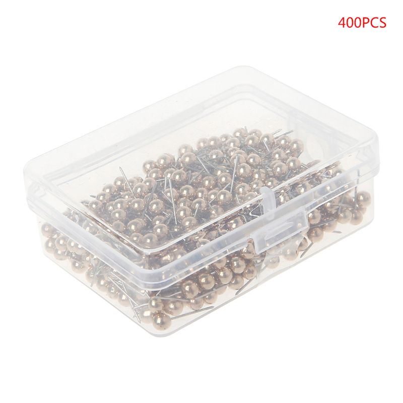 400pc Golden Silvery Map Tacks Push Pins w/ Round Plastic Head & Steel Point