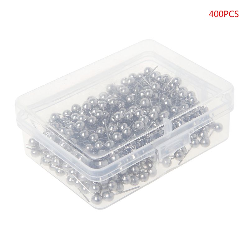 400pc Golden Silvery Map Tacks Push Pins w/ Round Plastic Head & Steel Point