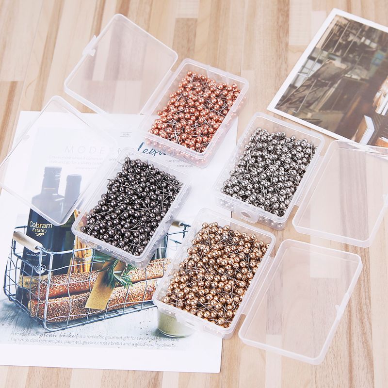 400pc Golden Silvery Map Tacks Push Pins w/ Round Plastic Head & Steel Point
