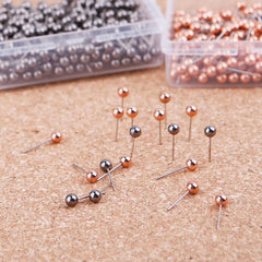 400pc Golden Silvery Map Tacks Push Pins w/ Round Plastic Head & Steel Point