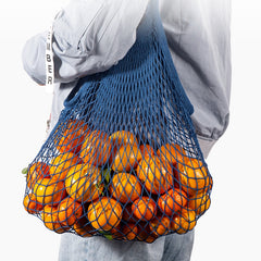 2pcs Reusable Cotton Mesh Grocery Bags with Long Handle - Colorful