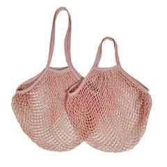 2pcs Reusable Cotton Mesh Grocery Bags with Long Handle - Colorful