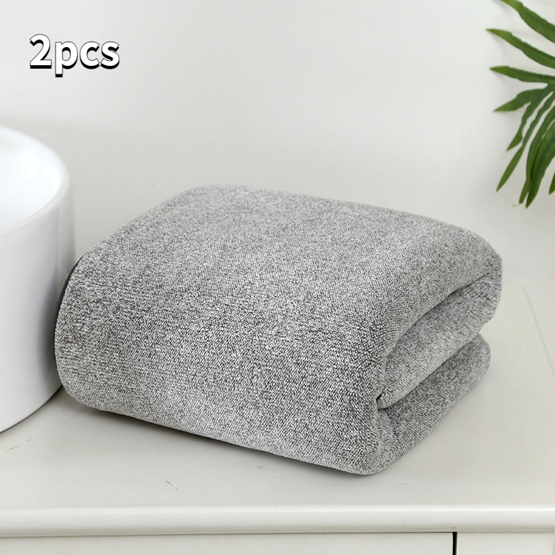 2pcs Bamboo Fiber Bath Towel Set Soft Absorbent Quick Drying Towel