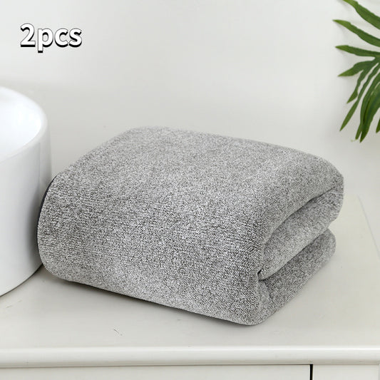 2pcs Bamboo Fiber Bath Towel Set Soft Absorbent Quick Drying Towel