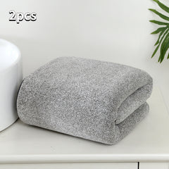 2pcs Bamboo Fiber Bath Towel Set Soft Absorbent Quick Drying Towel