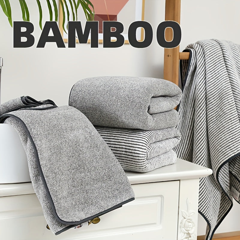 2pcs Bamboo Fiber Bath Towel Set Soft Absorbent Quick Drying Towel