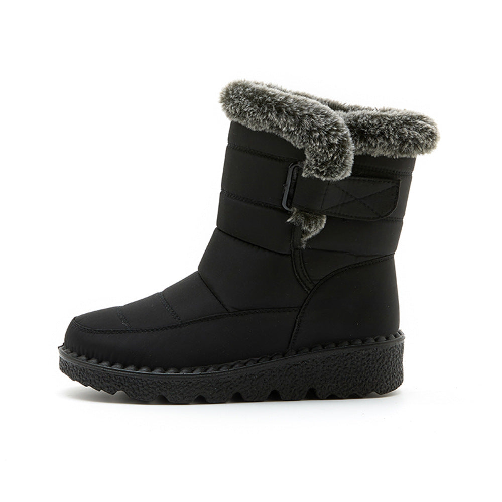Women's Waterproof Snow Boots Plush Inner Slip on Mid-tube Boots