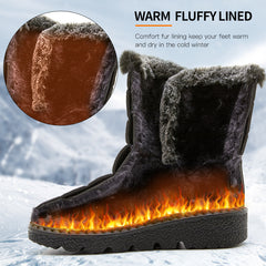 Women's Waterproof Snow Boots Plush Inner Slip on Mid-tube Boots