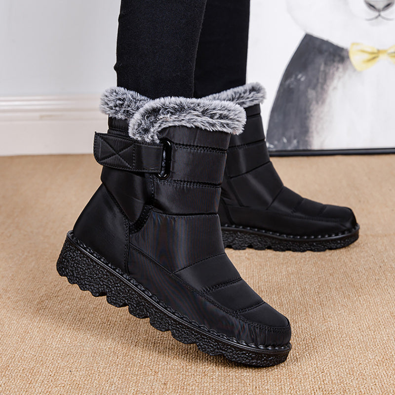 Women's Waterproof Snow Boots Plush Inner Slip on Mid-tube Boots